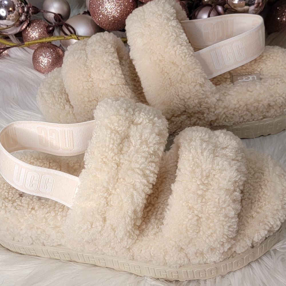 Ugg Oh Fluffita Genuine Shearling Slingback Sandal Brand New - Picture 3 of 8